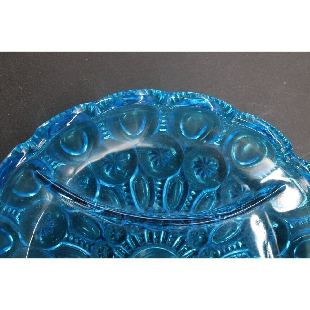vtg blue moon and stars LE SMITH DIVIDED TID BIT RELISH DISH 8" - Picture 3 of 9